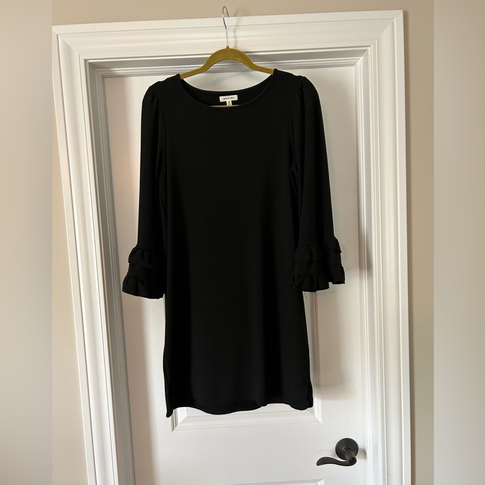 Black dress with ruffle sleeves